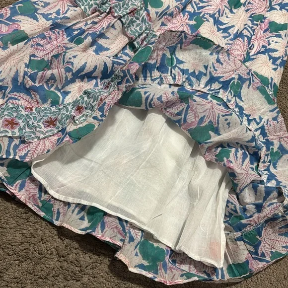 Oliphant brand Dress-XS-Floral-Sleeveless-Cotton-Maxi-Lined-Blue/Pink/Green-EUC